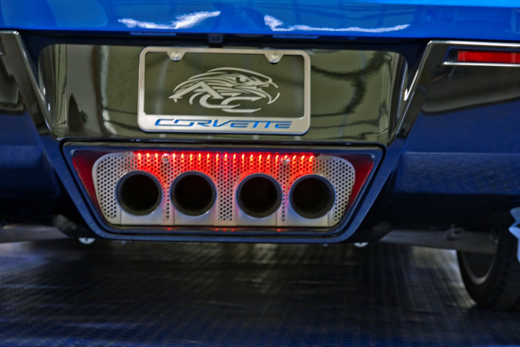 2014-2019 Chevrolet C7 Corvette STOCK SYSTEM, Exhaust Filler Plate, American Car Craft Exhaust Filler Plate Perforated Illum. Re